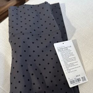 lululemon athletica flocked Black Polka Dot Leggings 6 NWT